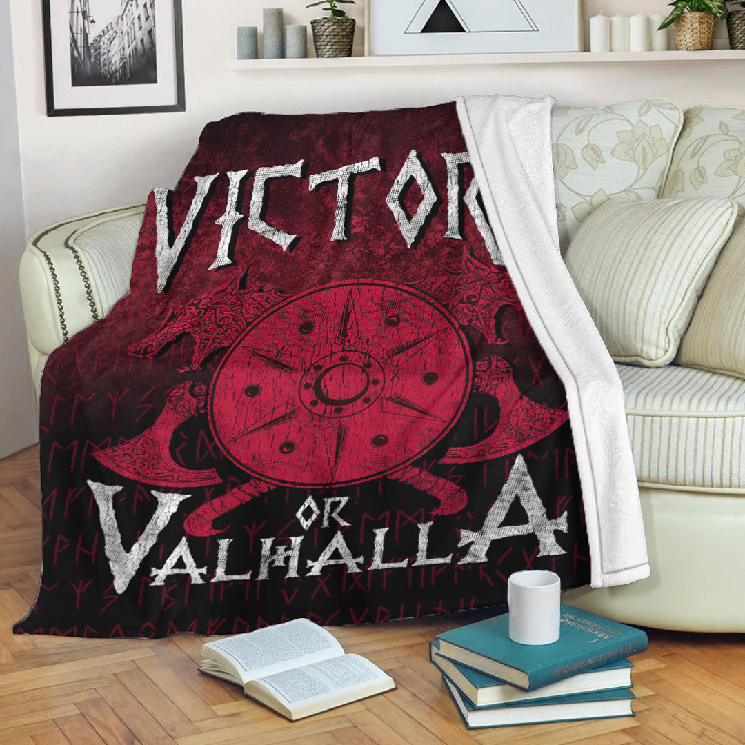 Viking Blanket Victory or Valhalla Sherpa Fleece Blanket