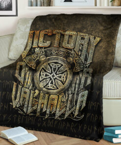 Viking Blanket Victory or Valhalla Sherpa Fleece Blanket Gifts for Viking Lovers Gold Version