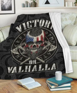 Viking Blanket Victory or Valhalla Special Version Sherpa Fleece Blanket Gifts for Viking Lovers