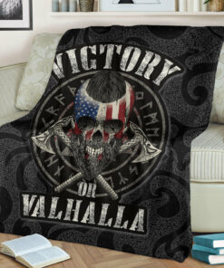 Viking Blanket Victory or Valhalla Special Version Sherpa Fleece Blanket Gifts for Viking Lovers
