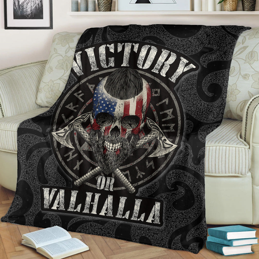 Viking Blanket Victory or Valhalla Special Version Sherpa Fleece Blanket Gifts for Viking Lovers