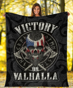 Viking Blanket Victory or Valhalla Special Version Sherpa Fleece Blanket Gifts for Viking Lovers