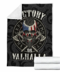 Viking Blanket Victory or Valhalla Special Version Sherpa Fleece Blanket Gifts for Viking Lovers