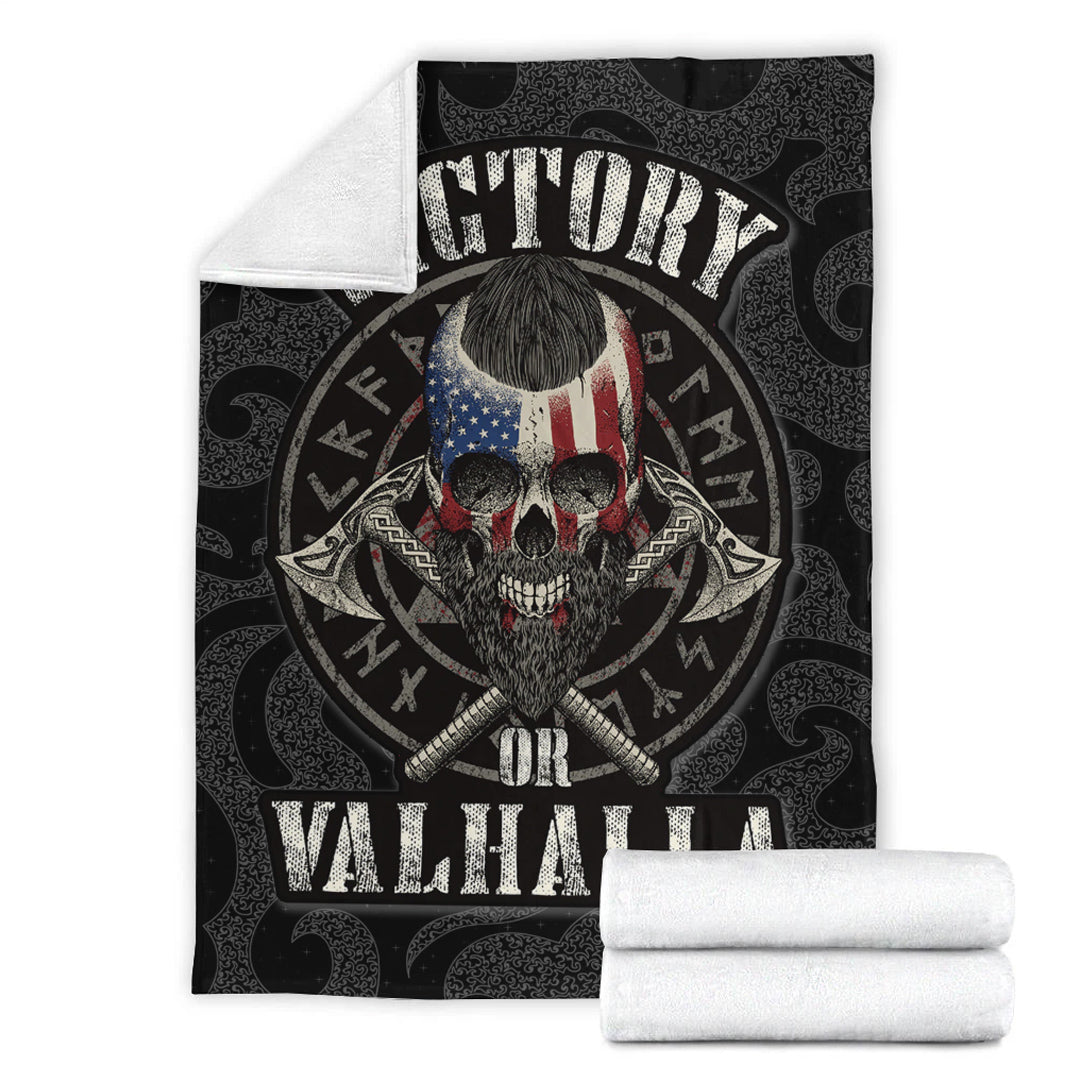 Viking Blanket Victory or Valhalla Special Version Sherpa Fleece Blanket Gifts for Viking Lovers