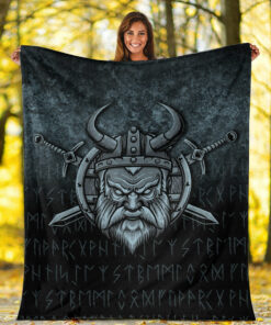 Viking Blanket Victory or Valhalla Warrior Sherpa Fleece Blanket Gifts for Viking Lovers