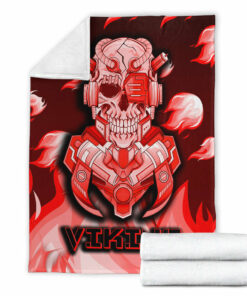 Viking Blanket Viking 3D Warrior Robo Fire Red Pattern Sherpa Fleece Blanket Gifts for Viking Lovers