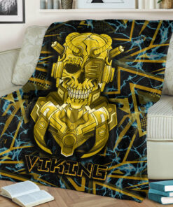 Viking Blanket Viking 3D Warrior Robo Gold Pattern Sherpa Fleece Blanket Gifts for Viking Lovers