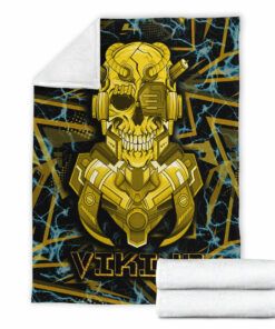 Viking Blanket Viking 3D Warrior Robo Gold Pattern Sherpa Fleece Blanket Gifts for Viking Lovers