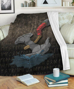 Viking Blanket Viking Axe Norse Mythology Sherpa Fleece Blanket Gifts for Viking Lovers