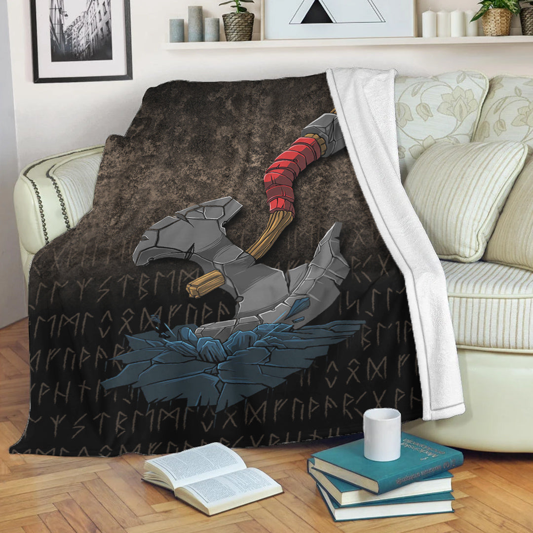 Viking Blanket Viking Axe Norse Mythology Sherpa Fleece Blanket Gifts for Viking Lovers