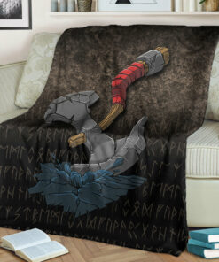 Viking Blanket Viking Axe Norse Mythology Sherpa Fleece Blanket Gifts for Viking Lovers