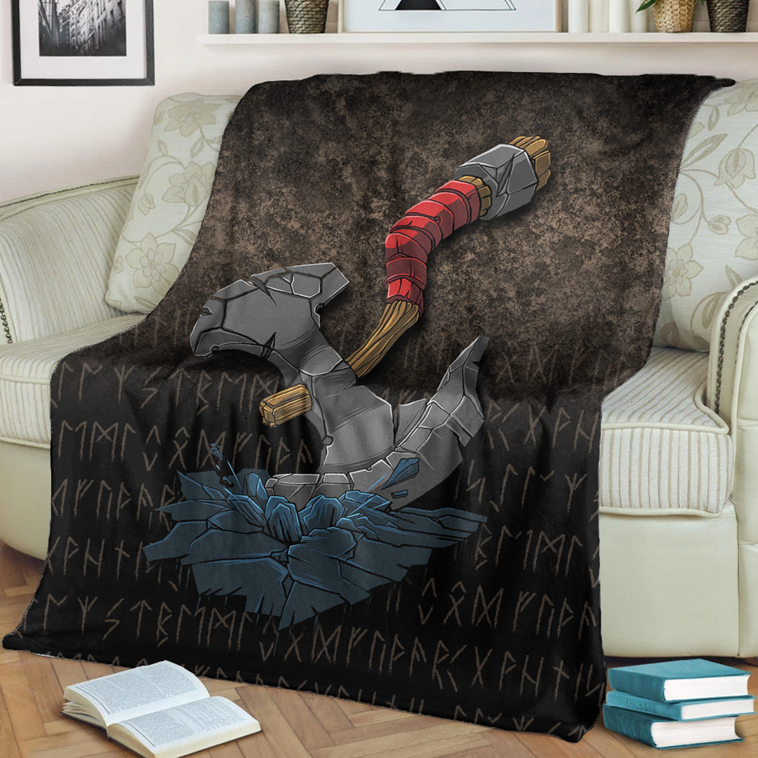 Viking Blanket Viking Axe Norse Mythology Sherpa Fleece Blanket Gifts for Viking Lovers