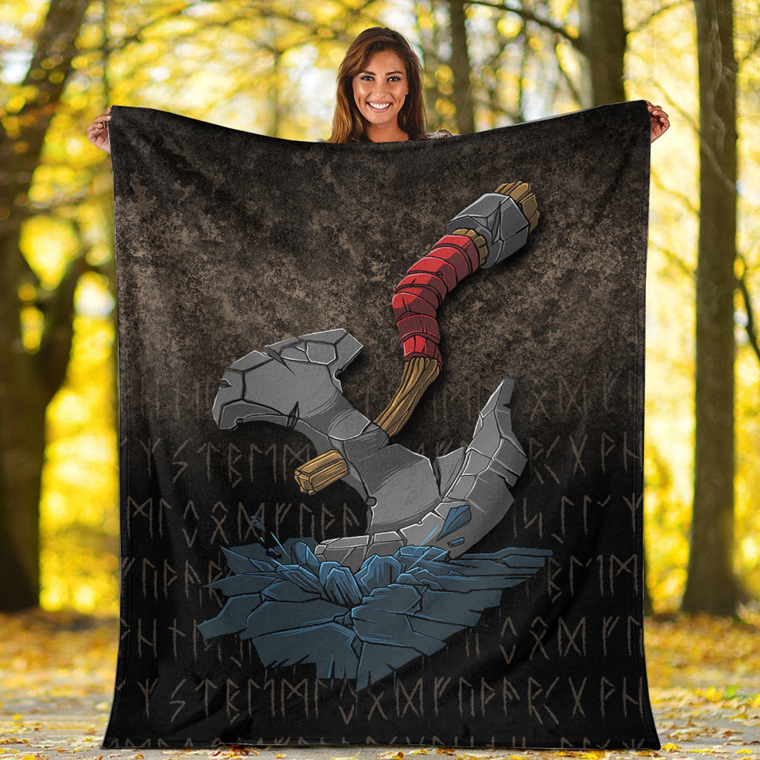 Viking Blanket Viking Axe Norse Mythology Sherpa Fleece Blanket Gifts for Viking Lovers