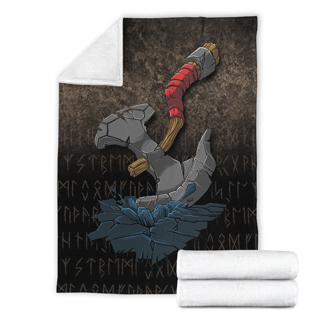 Viking Blanket Viking Axe Norse Mythology Sherpa Fleece Blanket Gifts for Viking Lovers