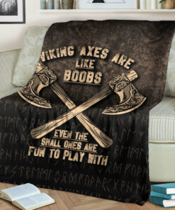 Viking Blanket Viking Axes Are Like Boobs Sherpa Fleece Blanket Gifts for Viking Lovers