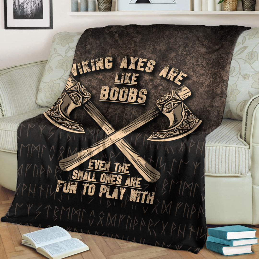 Viking Blanket Viking Axes Are Like Boobs Sherpa Fleece Blanket Gifts for Viking Lovers