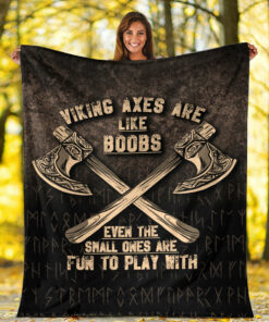 Viking Blanket Viking Axes Are Like Boobs Sherpa Fleece Blanket Gifts for Viking Lovers