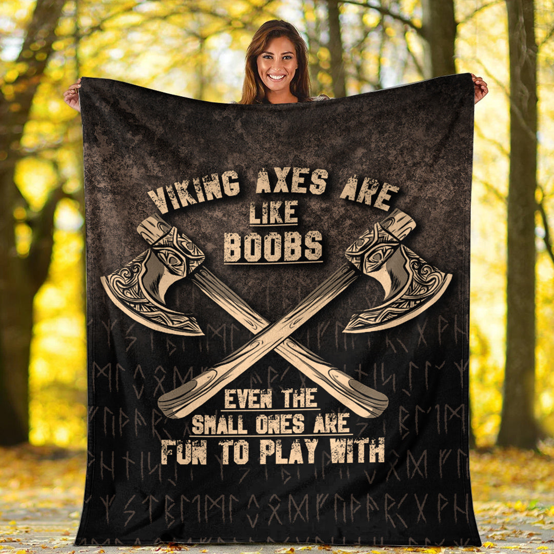 Viking Blanket Viking Axes Are Like Boobs Sherpa Fleece Blanket Gifts for Viking Lovers
