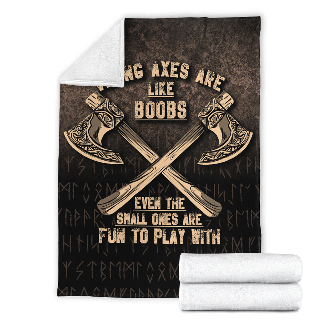 Viking Blanket Viking Axes Are Like Boobs Sherpa Fleece Blanket Gifts for Viking Lovers