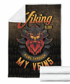 Viking Blanket Viking Blood Run Through My Veins Sherpa Fleece Blanket