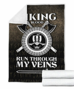 Viking Blanket Viking Blood Run Through My Veins Sherpa Fleece Blanket Gifts for Viking Lovers