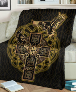 Viking Blanket Viking Celtic Raven Sherpa Fleece Blanket Gifts for Viking Lovers