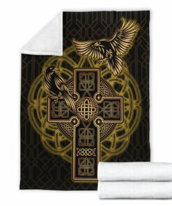 Viking Blanket Viking Celtic Raven Sherpa Fleece Blanket Gifts for Viking Lovers