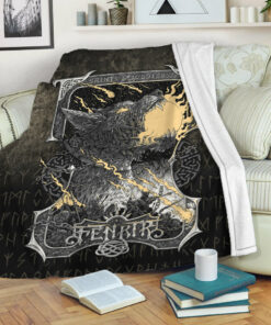 Viking Blanket Viking Fenrir Sherpa Fleece Blanket Gifts for Viking Lovers