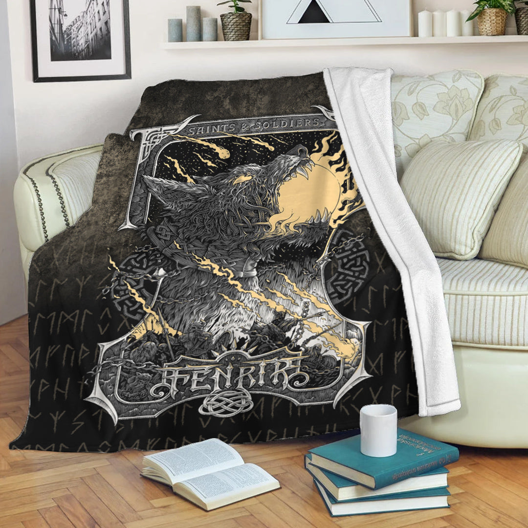 Viking Blanket Viking Fenrir Sherpa Fleece Blanket Gifts for Viking Lovers