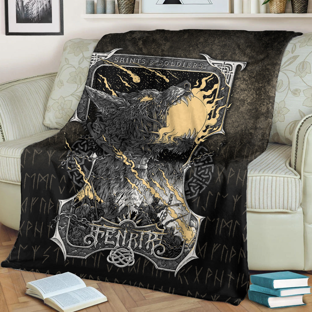 Viking Blanket Viking Fenrir Sherpa Fleece Blanket Gifts for Viking Lovers