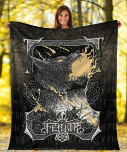 Viking Blanket Viking Fenrir Sherpa Fleece Blanket Gifts for Viking Lovers