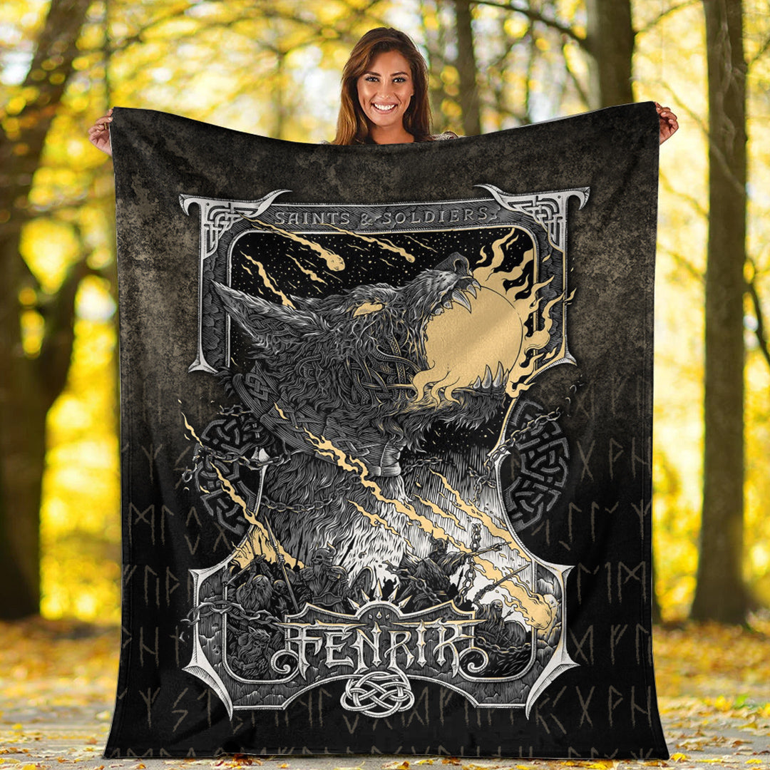 Viking Blanket Viking Fenrir Sherpa Fleece Blanket Gifts for Viking Lovers