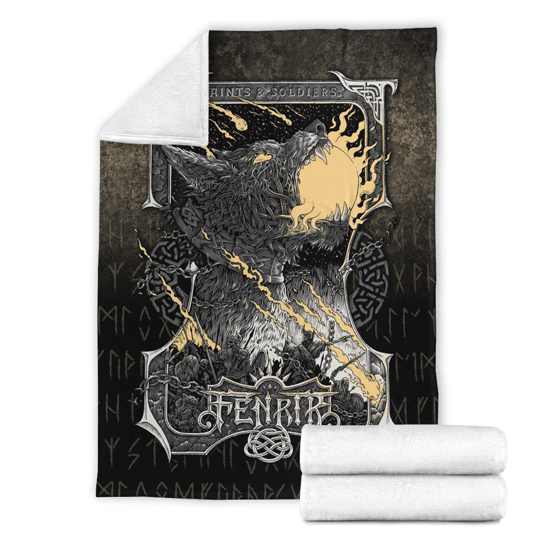 Viking Blanket Viking Fenrir Sherpa Fleece Blanket Gifts for Viking Lovers