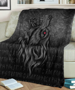 Viking Blanket Viking Fenrir Wolf Howls To The Gods Sherpa Fleece Blanket Gifts for Viking Lovers