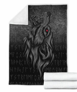Viking Blanket Viking Fenrir Wolf Howls To The Gods Sherpa Fleece Blanket Gifts for Viking Lovers
