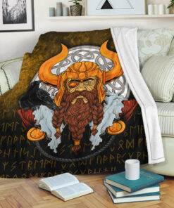 Viking Blanket Viking God Odin Raven Sherpa Fleece Blanket Gifts for Viking Lovers