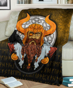 Viking Blanket Viking God Odin Raven Sherpa Fleece Blanket Gifts for Viking Lovers