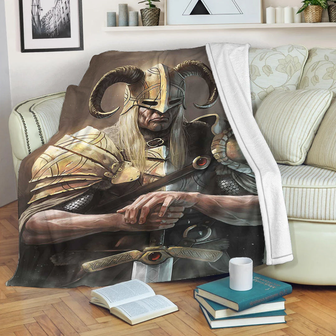 Viking Blanket Viking Gold Knights Sherpa Fleece Blanket Gifts for Viking Lovers
