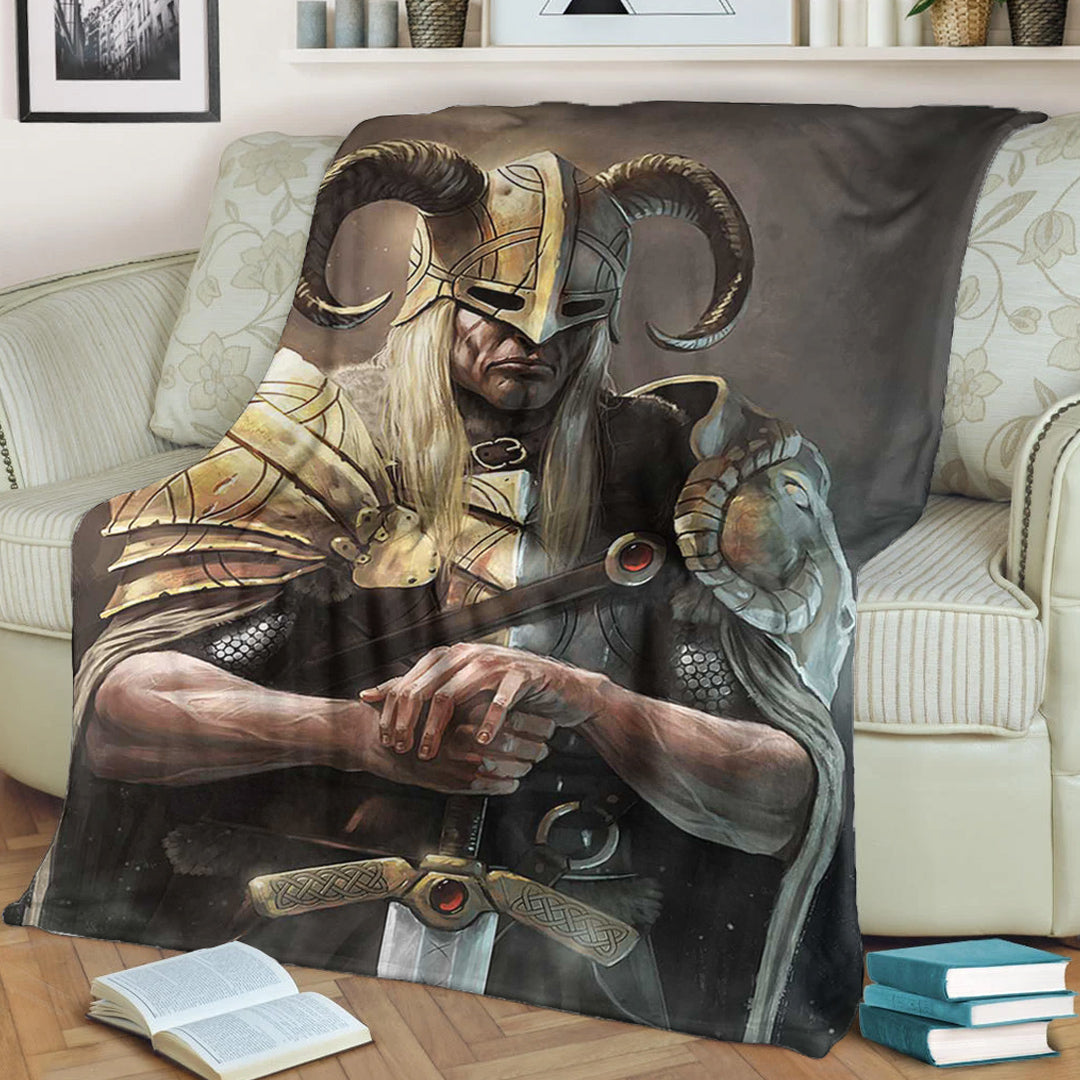 Viking Blanket Viking Gold Knights Sherpa Fleece Blanket Gifts for Viking Lovers