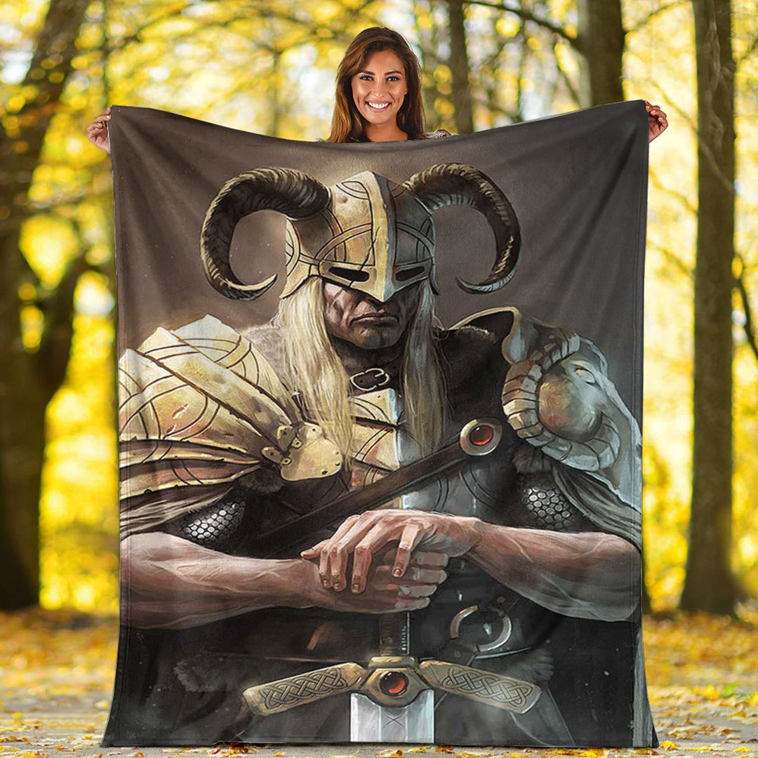 Viking Blanket Viking Gold Knights Sherpa Fleece Blanket Gifts for Viking Lovers
