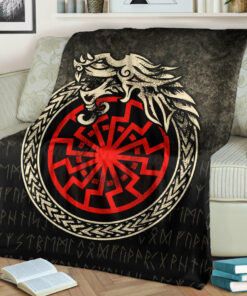 Viking Blanket Viking Jormungandr Symbol Midgard Serpent Child Of Loki Sherpa Fleece Blanket Gifts for Viking Lovers