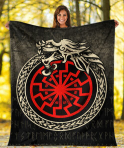 Viking Blanket Viking Jormungandr Symbol Midgard Serpent Child Of Loki Sherpa Fleece Blanket Gifts for Viking Lovers