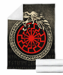 Viking Blanket Viking Jormungandr Symbol Midgard Serpent Child Of Loki Sherpa Fleece Blanket Gifts for Viking Lovers