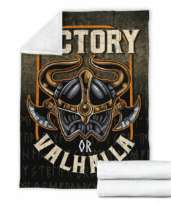 Viking Blanket Viking Mythology Victory Or Valhalla Norse Sherpa Fleece Blanket Gifts for Viking Lovers