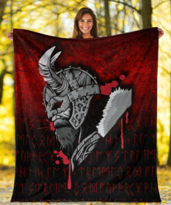 Viking Blanket Viking Nordic Odin Sherpa Fleece Blanket Gifts for Viking Lovers
