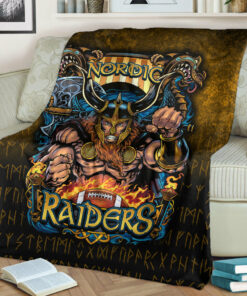 Viking Blanket Viking Nordic Raiders Sherpa Fleece Blanket Gifts for Viking Lovers