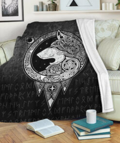 Viking Blanket Viking Norse Wolf Sherpa Fleece Blanket Gifts for Viking Lovers