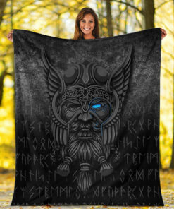 Viking Blanket Viking Odin Allfather In Asgard Special Version Sherpa Fleece Blanket Gifts for Viking Lovers