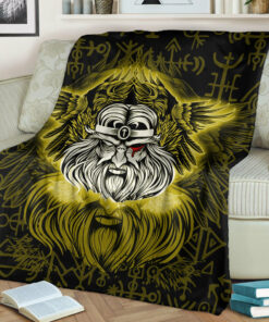 Viking Blanket Viking Odin Gold Sherpa Fleece Blanket Gifts for Viking Lovers