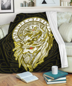 Viking Blanket Viking Odin Set Gold Sherpa Fleece Blanket Gifts for Viking Lovers